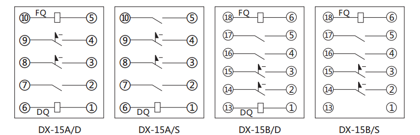 DX-15B/S信號繼電器內部接線及外引接線圖