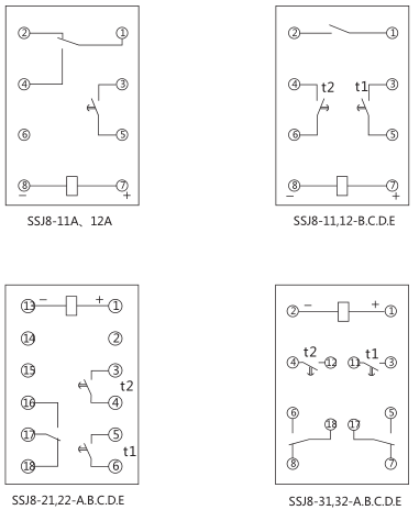 SSJ8-11E高精度時(shí)間繼電器內(nèi)部接線(xiàn)及外引線(xiàn)接線(xiàn)圖片